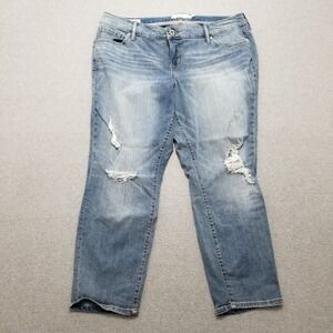 Torrid Jeans Womens 18 Blue Denim Boyfriend‎ 40x27 Stretchy Distressed